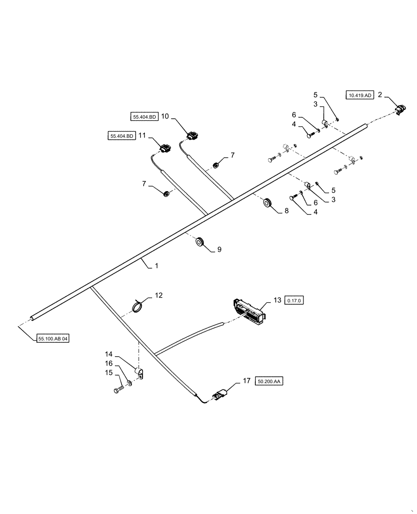 Схема запчастей Case IH WD1903 - (55.100.AB[03]) - WIRE HARNESS, FM, NON-DRAPER OPTION (55) - ELECTRICAL SYSTEMS