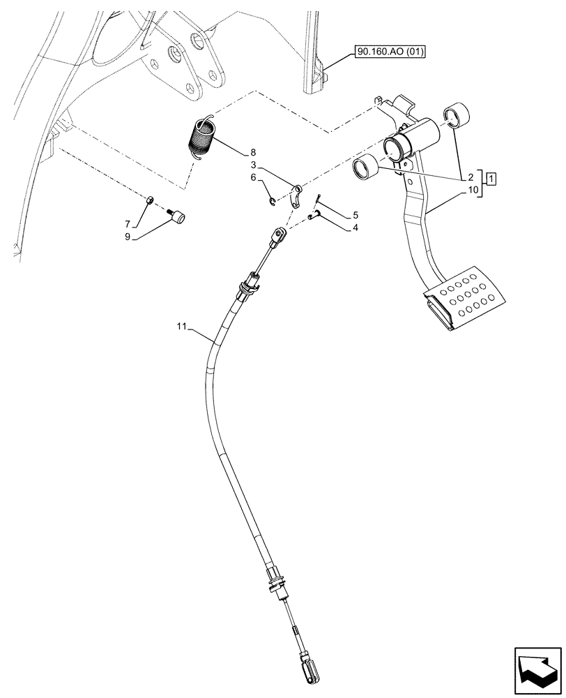 Схема запчастей Case IH FARMALL 75C - (18.100.AF[01]) - VAR - 334174, 390067, 743546, 744576 - CLUTCH, PEDAL, FLEXIBLE CONTROL (SHUTTLE) (18) - CLUTCH