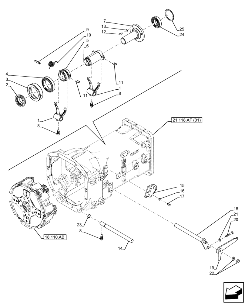 Схема запчастей Case IH FARMALL 65C - (18.100.AR[01]) - VAR - 334174, 390067, 743546, 744576 - PTO CLUTCH, CONTROL, CAB (18) - CLUTCH