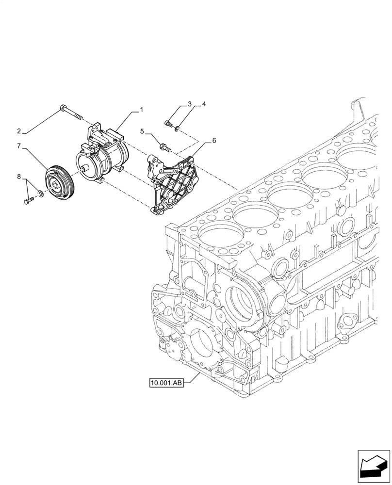 Схема запчастей Case IH F3DFE613F B002 - (50.200.AA) - AIR COMPRESSOR, SUPPORT (50) - CAB CLIMATE CONTROL