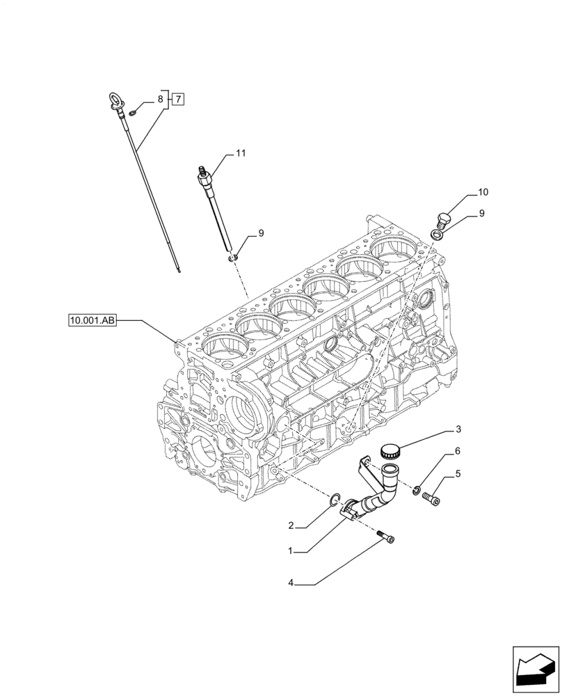 Схема запчастей Case IH F3DFE613F B002 - (10.304.AJ) - ENGINE OIL, DIPSTICK (10) - ENGINE