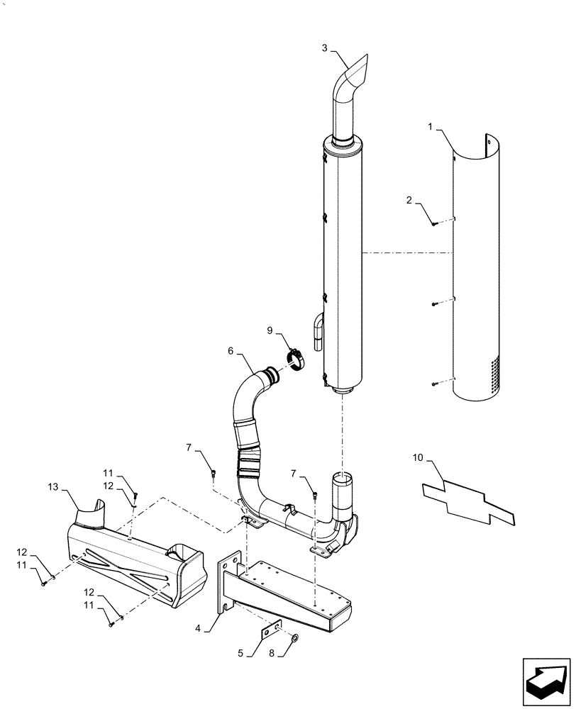 Схема запчастей Case IH PUMA1804 - (10.254.AI[01]) - EXHAUST MUFFLER (10) - ENGINE