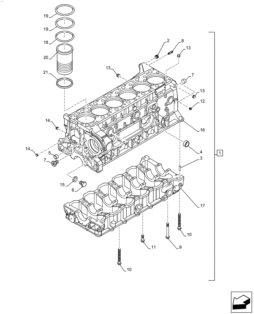 Схема запчастей Case IH F3DFE613F B001 - (10.001.AB) - CRANKCASE (10) - ENGINE