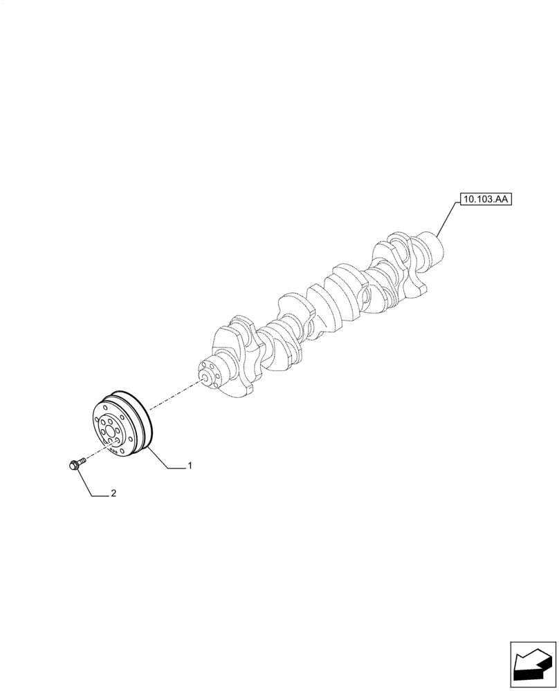 Схема запчастей Case IH F3DFE613F B002 - (10.103.AG) - CRANKSHAFT, PULLEY (10) - ENGINE