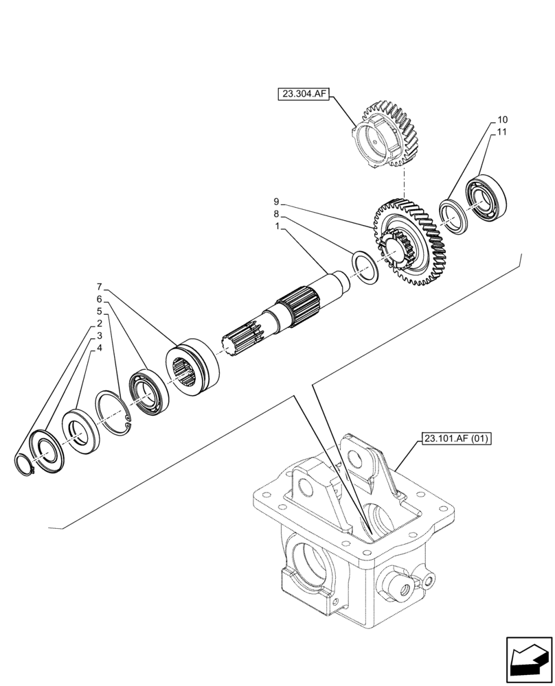 Схема запчастей Case IH FARMALL 75C - (23.304.AJ) - VAR - 330328, 335672, 335676, 390328, 743559 - TRANSMISSION, SHAFT, 4WD (23) - FOUR WHEEL DRIVE SYSTEM