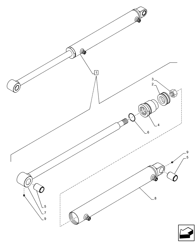 Схема запчастей Case IH FARMALL 75C - (35.723.AA[01]) - VAR - 333489, 335489, 336732, 336914 - BUCKET CYLINDER, COMPONENTS (35) - HYDRAULIC SYSTEMS