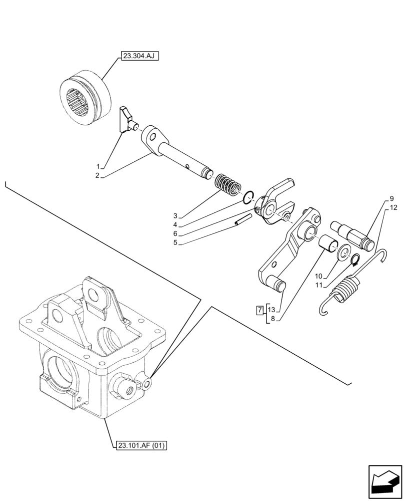 Схема запчастей Case IH FARMALL 75C - (23.101.AL) - VAR - 330328, 335672, 335676, 390328, 743559 - IDLER, CONTROL, 4WD (23) - FOUR WHEEL DRIVE SYSTEM