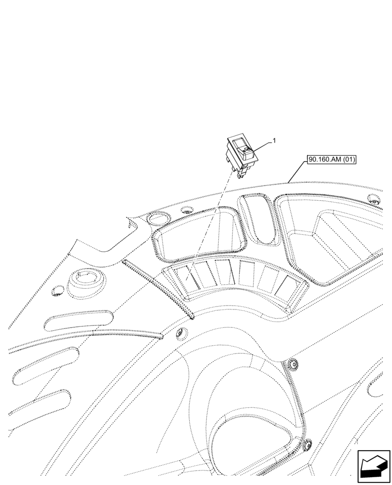 Схема запчастей Case IH FARMALL 65C - (55.040.AH[01]) - VAR - 335677, 335694, 335695, 335696, 744580 - 4WD SWITCH, CAB (55) - ELECTRICAL SYSTEMS