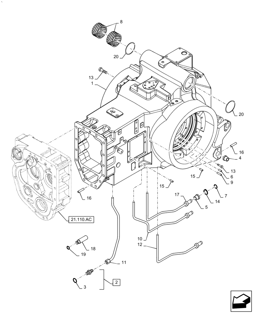 Схема запчастей Case IH PUMA2104 - (21.111.AC) - CENTRAL HOUSING, TRANSMISSION BOX (21) - TRANSMISSION