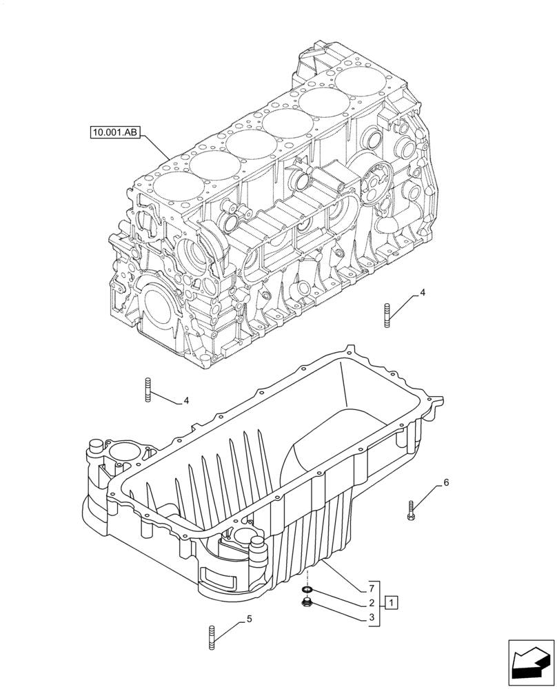 Схема запчастей Case IH F3DFE613F B002 - (10.102.AP) - ENGINE OIL PAN (10) - ENGINE