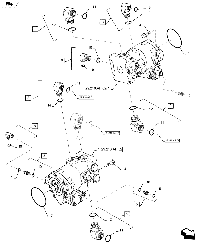 Схема запчастей Case IH 2240 - (29.218.AH[01]) - WHEEL MOTOR (29) - HYDROSTATIC DRIVE