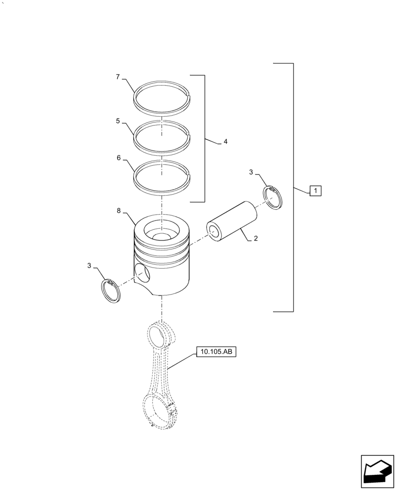 Схема запчастей Case IH PUMA 2304 - (10.105.AG) - PISTON (10) - ENGINE
