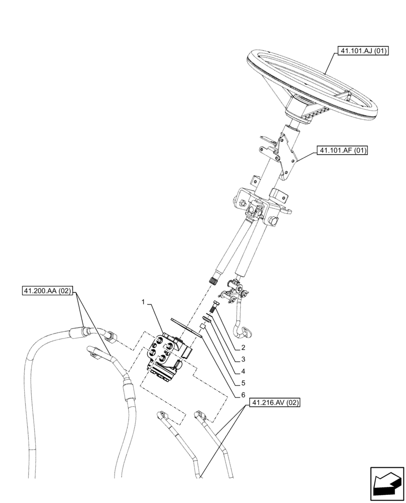 Схема запчастей Case IH FARMALL 75C - (41.200.CA [02]) - VAR - 330581, 335581 - STEERING CONTROL VALVE, 2WD (41) - STEERING