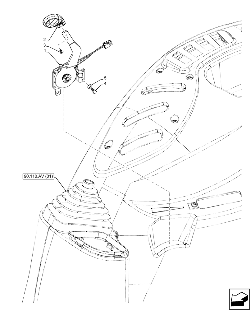 Схема запчастей Case IH FARMALL 75C - (55.525.AL[02]) - VAR - 334187, 334190, 392315 - ACCELERATOR HAND CONTROL LINKAGE, W/O CAB (55) - ELECTRICAL SYSTEMS