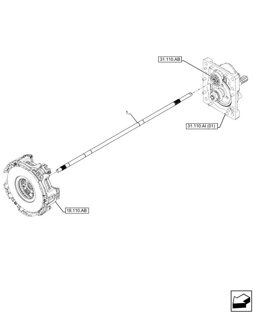 Схема запчастей Case IH FARMALL 75C - (31.110.AK[01]) - VAR - 392808, 743565 - PTO 540 RPM, SHUTTLE, DRIVE SHAFT (31) - IMPLEMENT POWER TAKE OFF