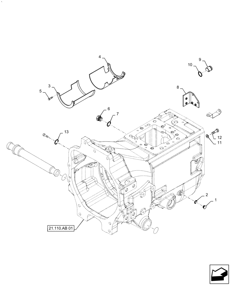 Схема запчастей Case IH PUMA1854 - (21.110.AB[02]) - CLUTCH BOX ASSY, GUARD (21) - TRANSMISSION