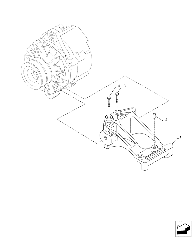 Схема запчастей Case IH F3DFE613F B002 - (55.301.AB) - ALTERNATOR, SUPPORT (55) - ELECTRICAL SYSTEMS