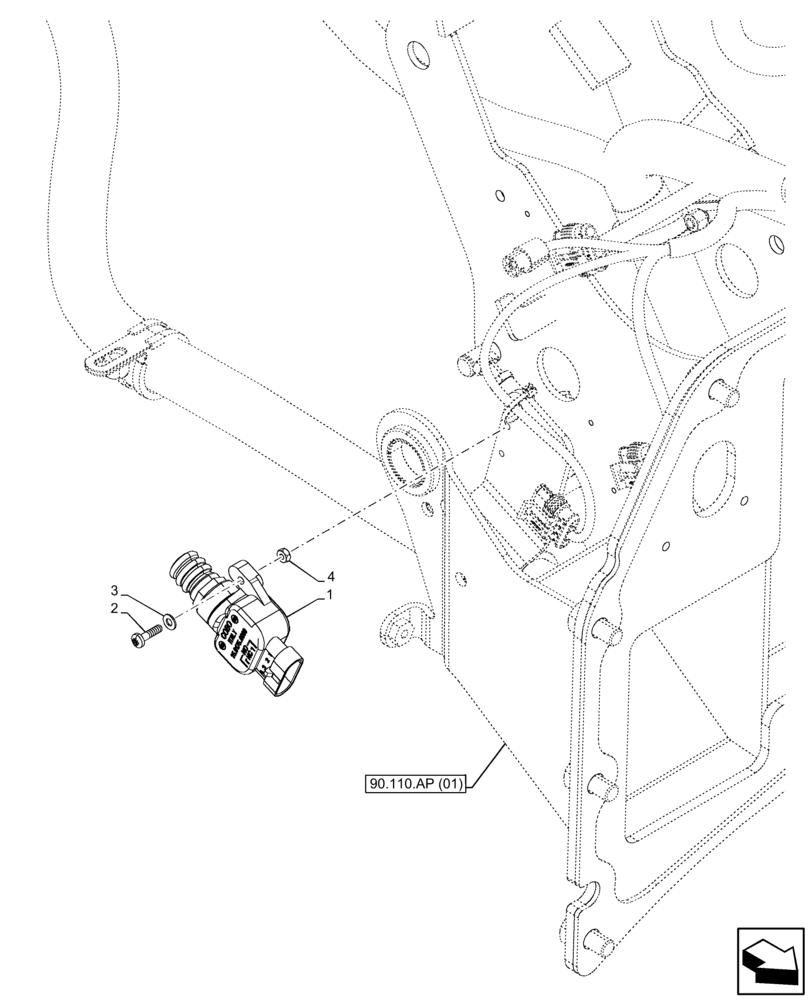 Схема запчастей Case IH FARMALL 65C - (55.405.CW[04]) - VAR - 334187, 334190, 392315 - BRAKE, SWITCH, W/O CAB (55) - ELECTRICAL SYSTEMS