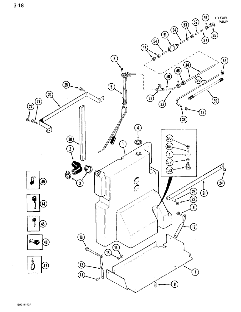 Схема запчастей Case IH 7120 - (3-18) - AUXILIARY FUEL TANK, PRIOR TO P.I.N. JJA0026793 (03) - FUEL SYSTEM