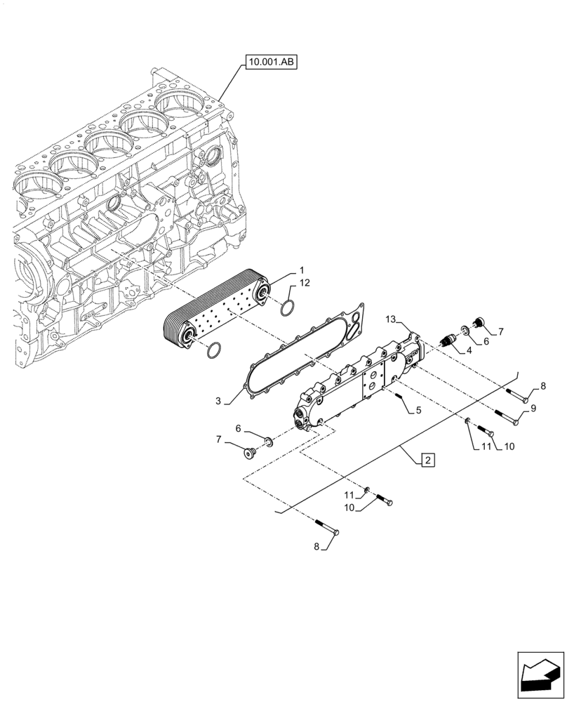 Схема запчастей Case IH F3DFE613F B001 - (10.408.AC[01]) - ENGINE, HEAT EXCHANGER (10) - ENGINE