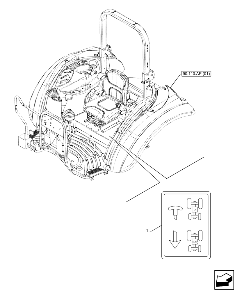 Схема запчастей Case IH FARMALL 65C - (90.108.AA[08]) - VAR - 330328, 390328, 743559 - DECALS, CONTROL, DIFFERENTIAL, FRONT, W/O CAB (90) - PLATFORM, CAB, BODYWORK AND DECALS