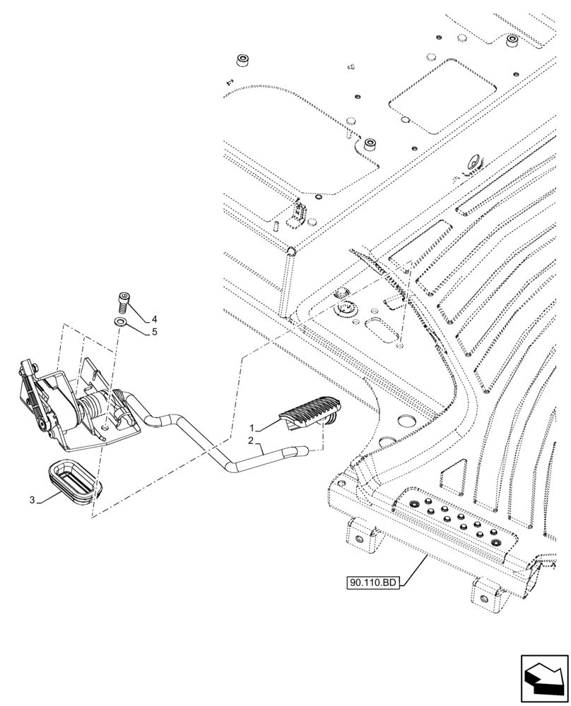 Схема запчастей Case IH FARMALL 75C - (55.525.AK[01]) - VAR - 334183, 334211, 391606, 743496, 743573, 744588 - ACCELERATOR PEDAL, CAB (55) - ELECTRICAL SYSTEMS