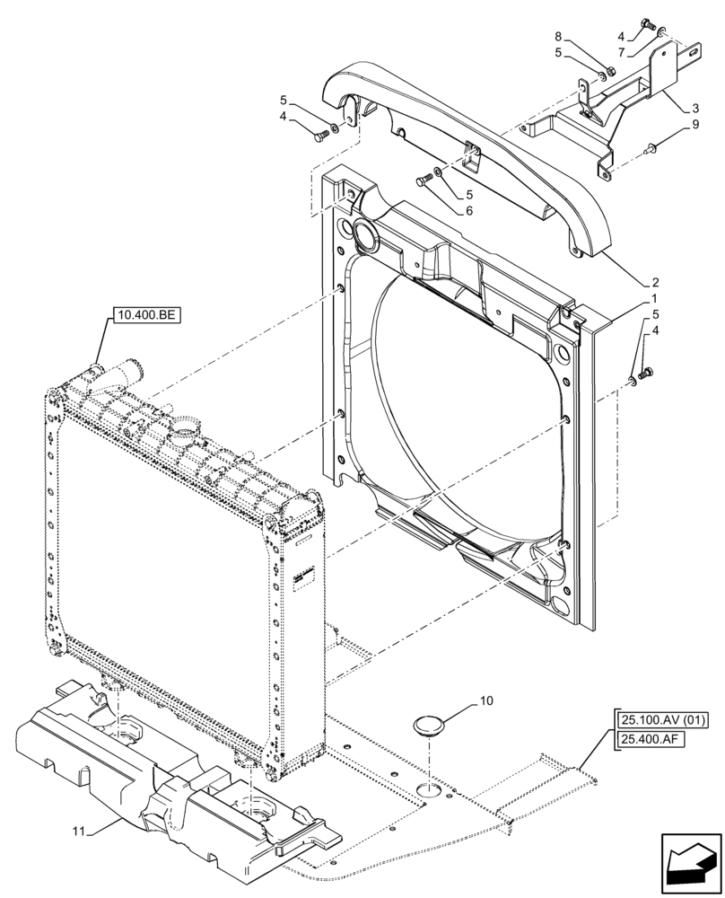 Схема запчастей Case IH FARMALL 65C - (10.400.BF ) - VAR - 390200 - RADIATOR & SHROUD (10) - ENGINE