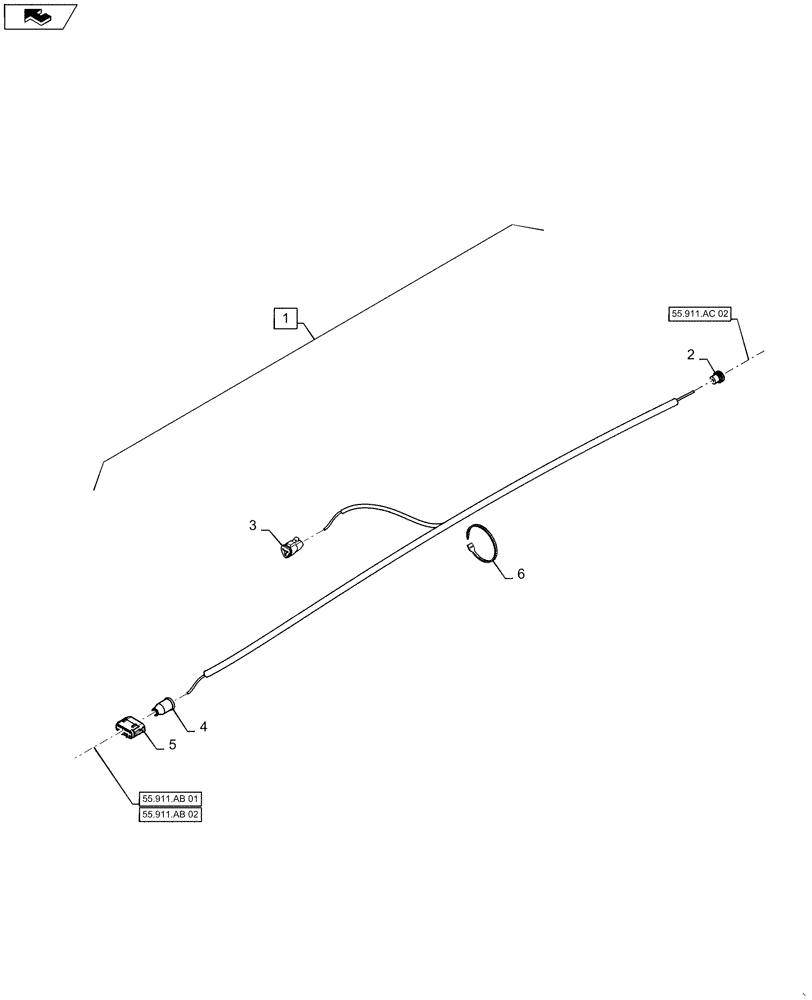 Схема запчастей Case IH WD1903 - (55.911.AC[03]) - WIRE HARNESS, "GA" GPS RECEIVER (55) - ELECTRICAL SYSTEMS