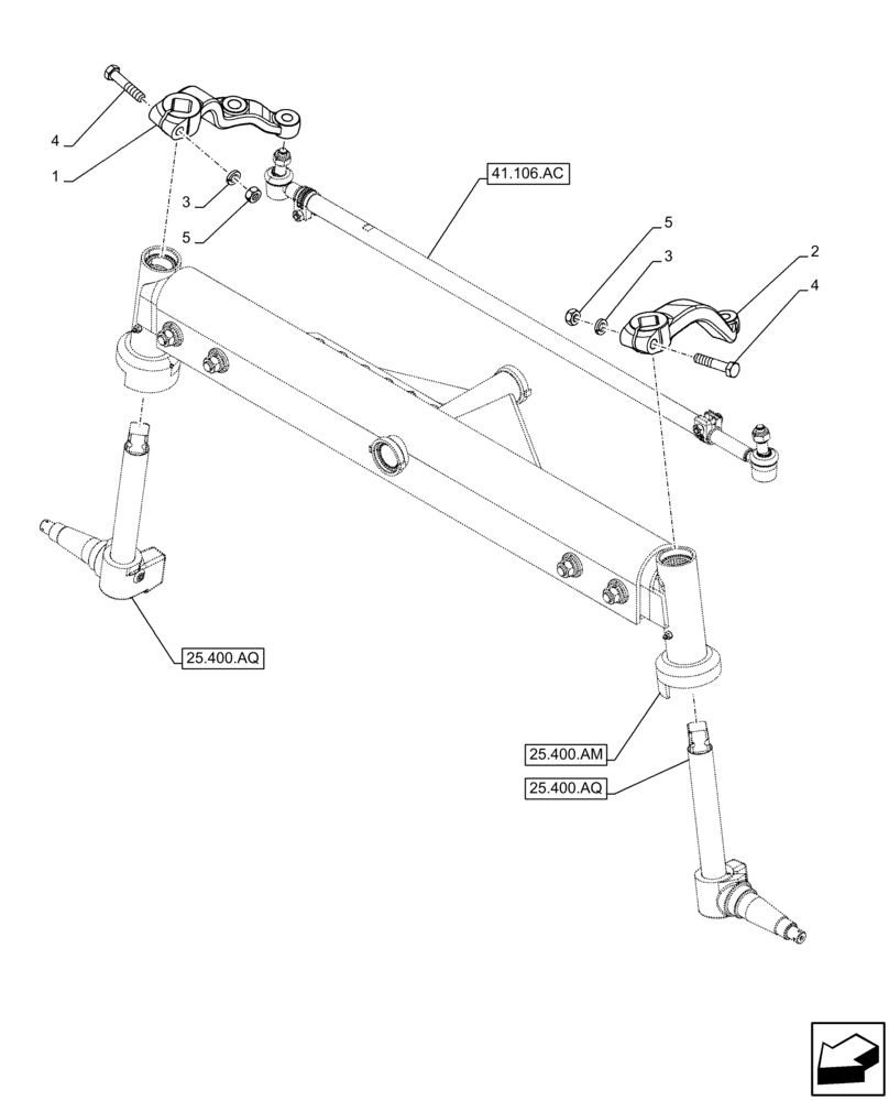 Схема запчастей Case IH FARMALL 75C - (41.106.AB) - VAR - 330581, 335581 - FRONT AXLE, PITMAN, 2WD (41) - STEERING