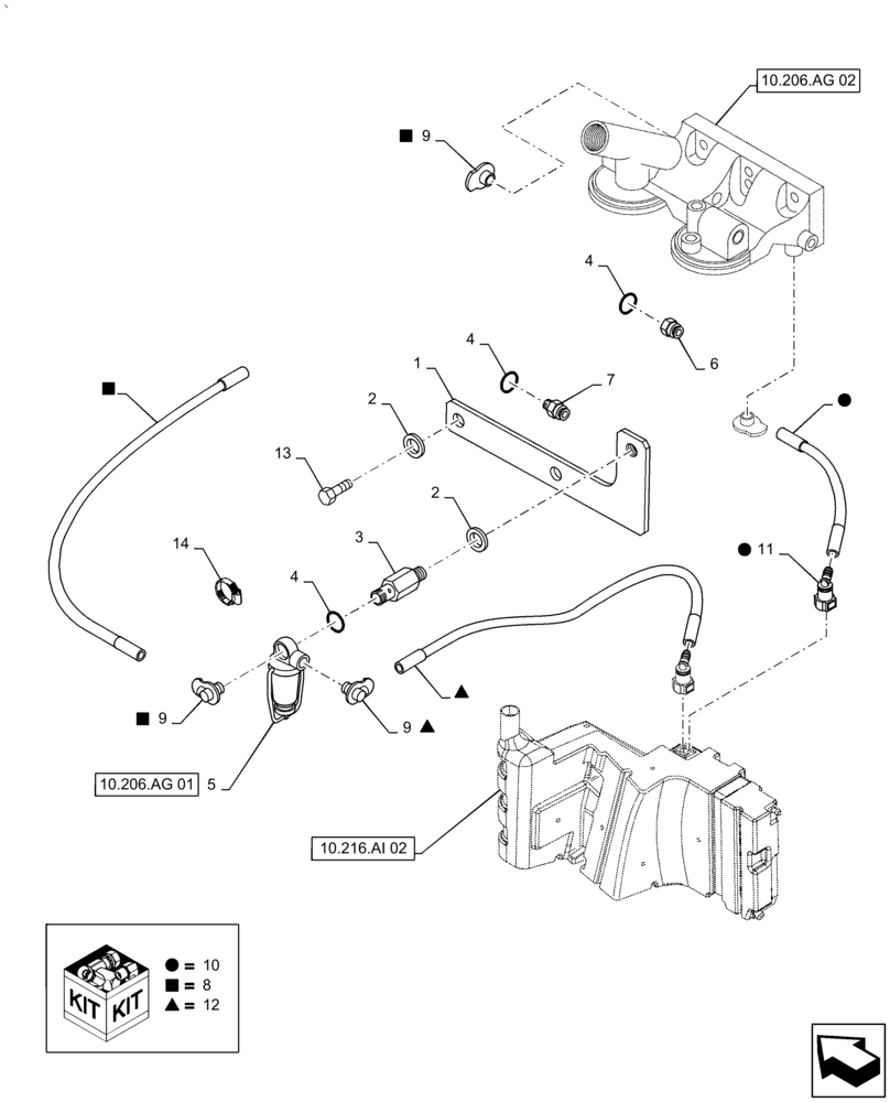 Схема запчастей Case IH PUMA1654 - (10.216.BA[01]) - FUEL LINES (10) - ENGINE