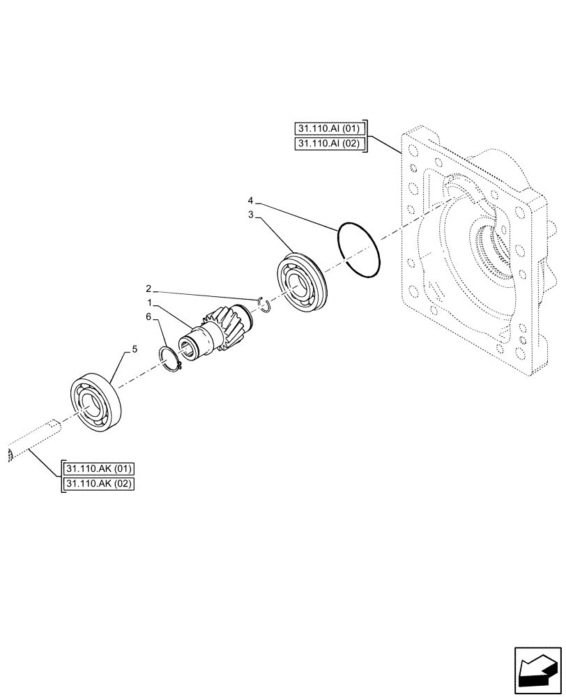 Схема запчастей Case IH FARMALL 65C - (31.110.AB) - VAR - 332808, 392808, 743565 - PTO 540 RPM, DRIVEN SHAFT (31) - IMPLEMENT POWER TAKE OFF