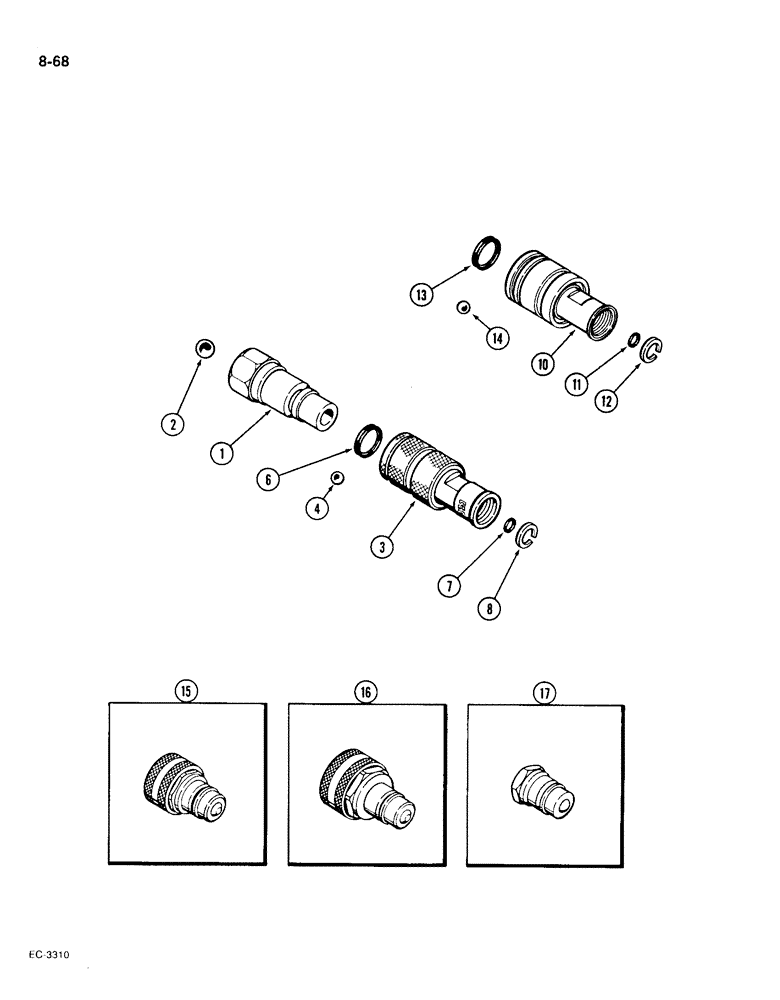 Схема запчастей Case IH 1896 - (8-68) - REMOTE QUICK DISCONECT COUPLINGS (08) - HYDRAULICS