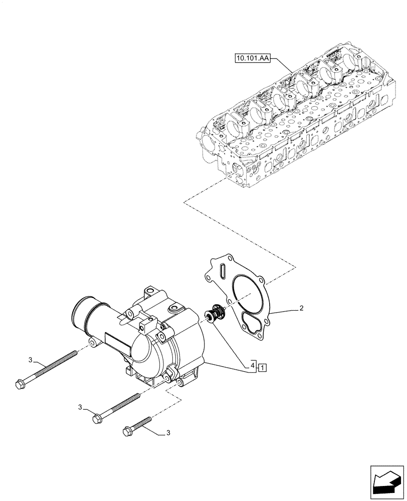 Схема запчастей Case IH F3JFE613A B001 - (10.400.AE[01]) - ENGINE, COOLING SYSTEM LINE (10) - ENGINE