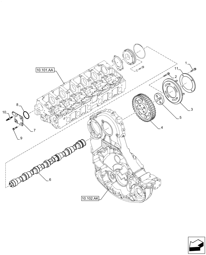 Схема запчастей Case IH F3DFE613F B002 - (10.106.AA) - CAMSHAFT, CAMSHAFT, TIMING CONTROL (10) - ENGINE