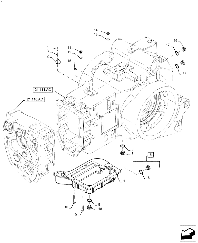 Схема запчастей Case IH PUMA2104 - (21.111.AD) - CENTRAL HOUSING, TRANSMISSION BOX (21) - TRANSMISSION