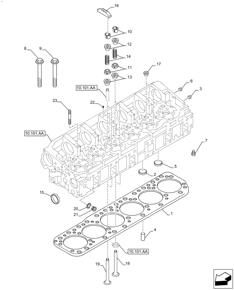 Схема запчастей Case IH F3JFE613A B001 - (10.101.AM) - VALVE (10) - ENGINE