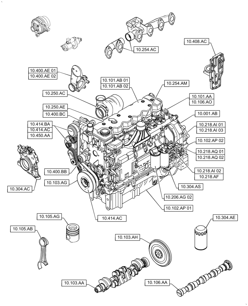 Схема запчастей Case IH PUMA2104 - (00.000.10[01]) - PICTORIAL INDEX - ENGINE (00) - GENERAL & PICTORIAL INDEX