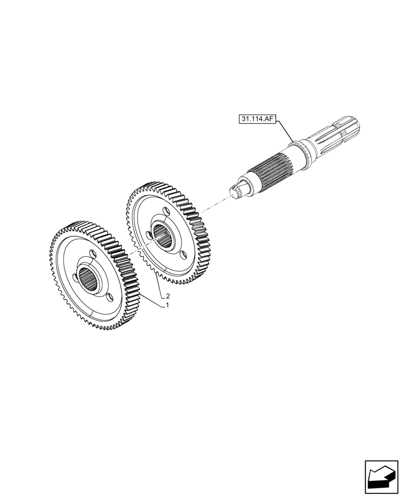 Схема запчастей Case IH FARMALL 65C - (31.114.AT) - VAR - 333814, 336814, 743566 - PTO 540-540E RPM, GEAR (31) - IMPLEMENT POWER TAKE OFF