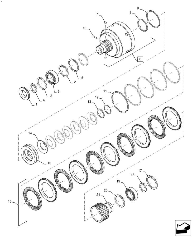 Схема запчастей Case IH PUMA1854 - (21.155.AZ[02]) - SPEED GEARS AND CLUTCHES - "A" CLUTCH AND GEARS (21) - TRANSMISSION