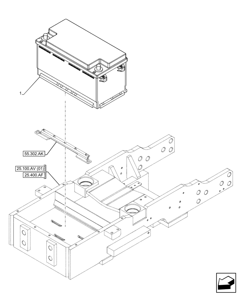 Схема запчастей Case IH FARMALL 65C - (55.302.AG[02]) - VAR - 390742 - BATTERY, W/O CAB, (88AH) (55) - ELECTRICAL SYSTEMS