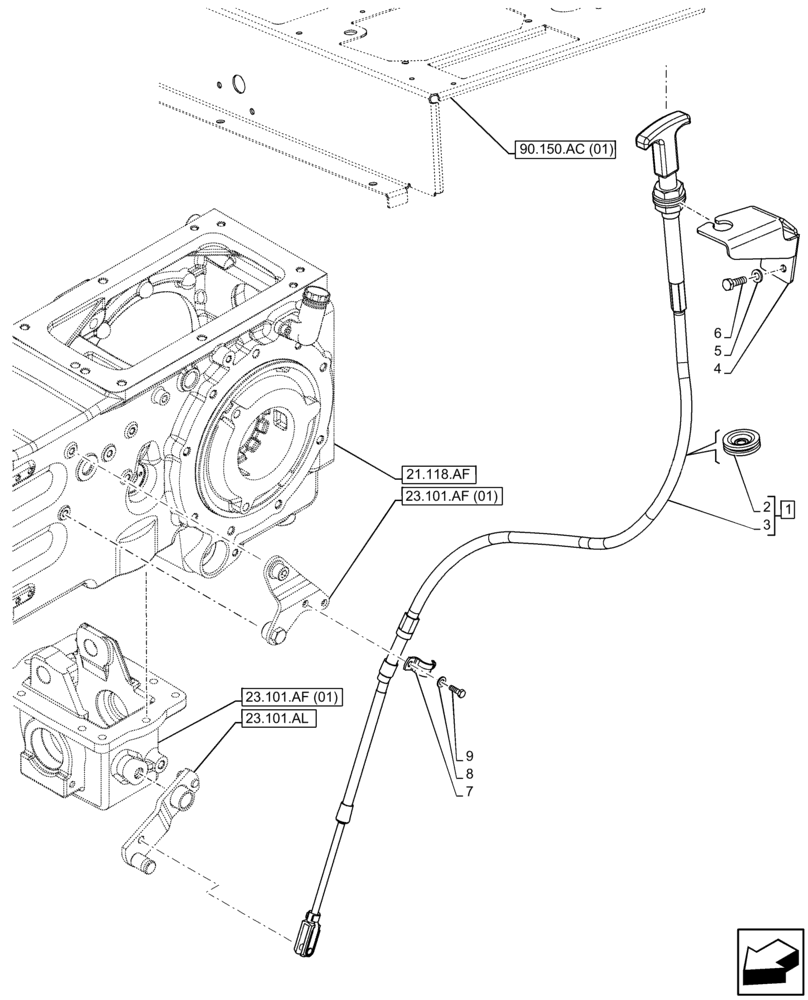 Схема запчастей Case IH FARMALL 75C - (23.101.AK[01]) - VAR - 330328, 335672, 335676, 390328, 743559 - IDLER, CONTROL, CAB (23) - FOUR WHEEL DRIVE SYSTEM