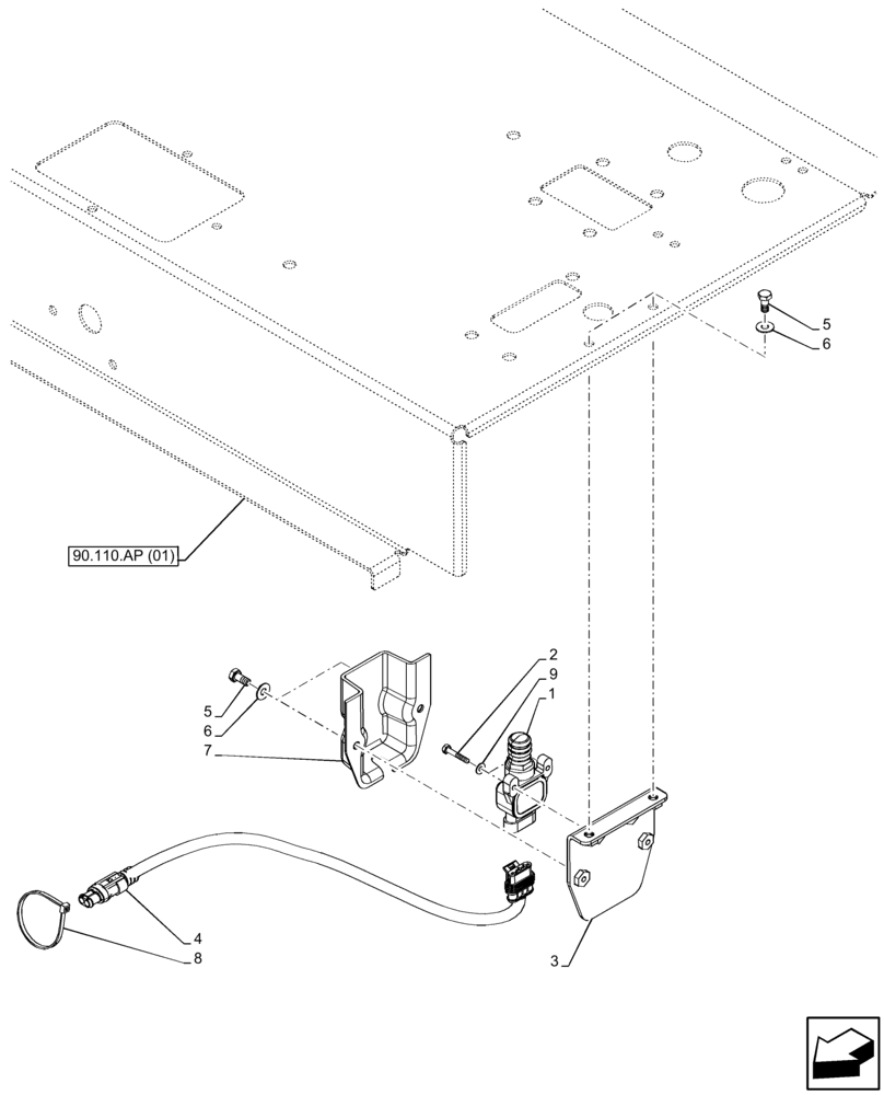 Схема запчастей Case IH FARMALL 65C - (55.618.AI[02]) - VAR - 330069, 333068, 333069, 390068 - LIMIT SWITCH, PTO, W/O CAB (55) - ELECTRICAL SYSTEMS