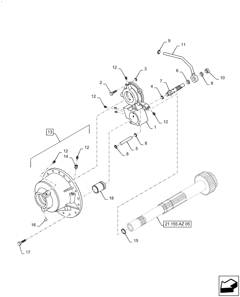 Схема запчастей Case IH PUMA2104 - (21.155.AZ[01]) - SPEED GEARS AND CLUTCHES - SUPPORT AND MANIFOLD (21) - TRANSMISSION