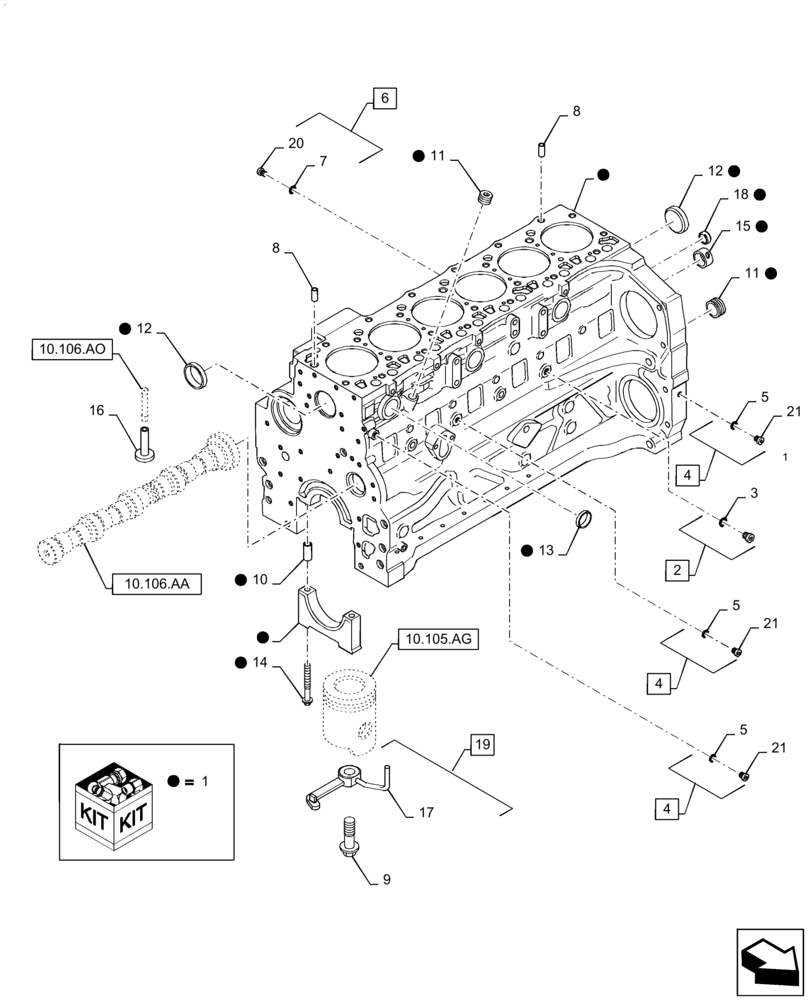 Схема запчастей Case IH PUMA 2304 - (10.001.AB) - CRANKCASE (10) - ENGINE