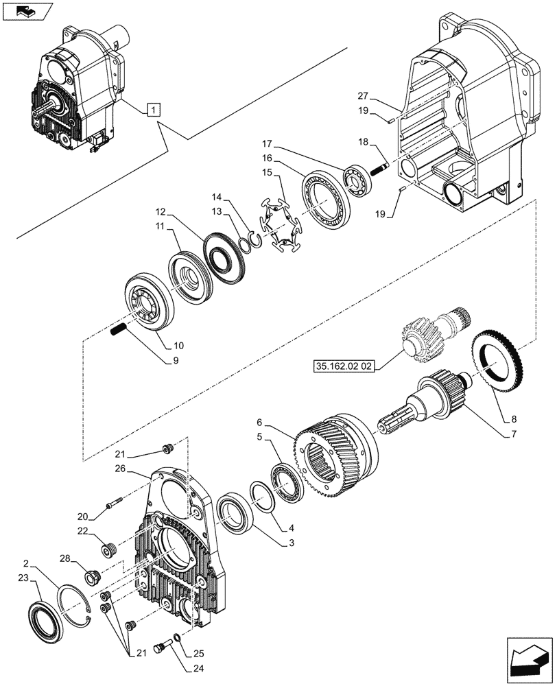 Схема запчастей Case IH PUMA 215 - (35.162.02[03]) - FRONT HPL WITH PTO - PTO CLUTCH - BREAKDOWN (VAR.743484-743486 / 743666-743667-743765-743837-743838) (35) - HYDRAULIC SYSTEMS