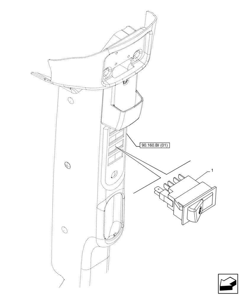 Схема запчастей Case IH FARMALL 75C - (55.518.AY[01]) - VAR - 334183, 334211, 391606, 743496, 743573, 744588 - WINDSHIELD WIPER SWITCH, CAB (55) - ELECTRICAL SYSTEMS