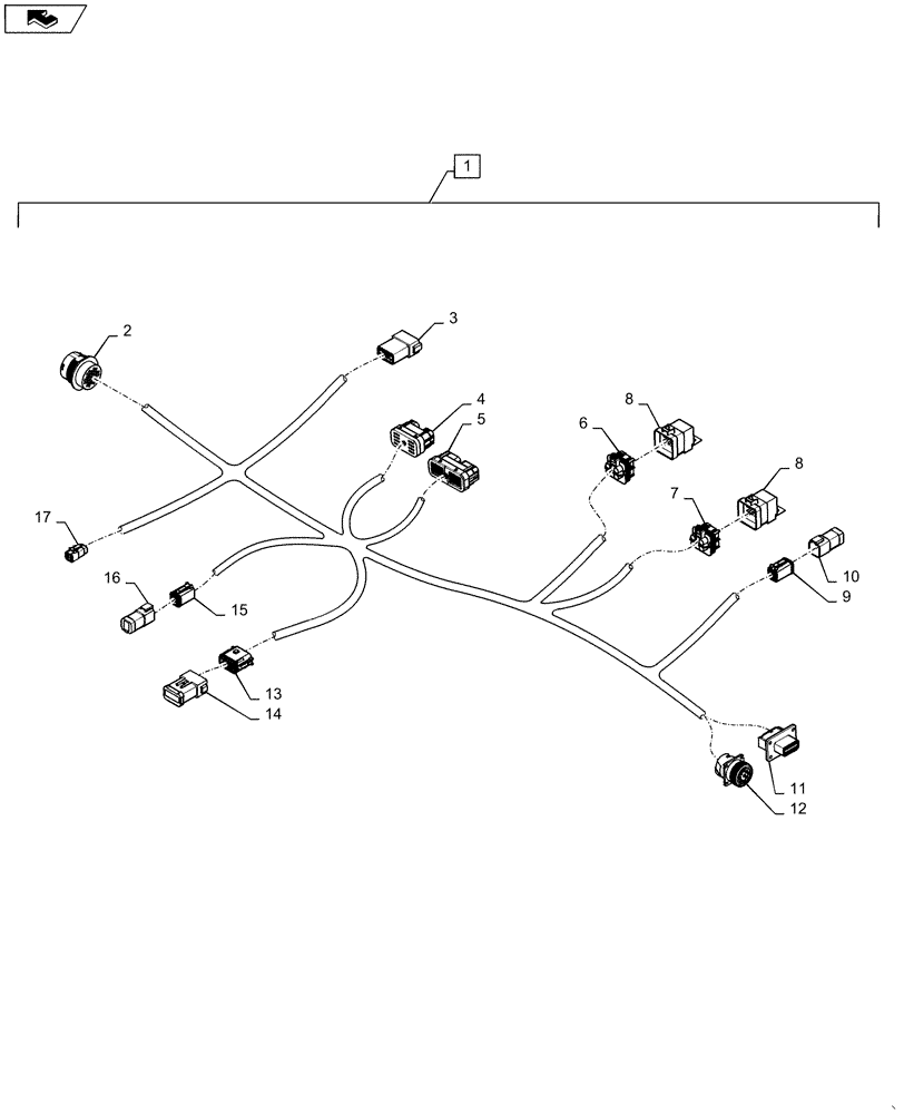 Схема запчастей Case IH 2240 - (55.680.AA[03]) - AUTO GUIDANCE CAB HARNESS (55) - ELECTRICAL SYSTEMS