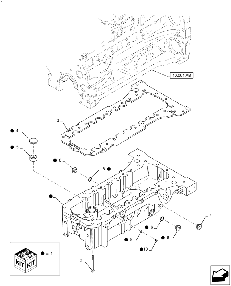 Схема запчастей Case IH PUMA1654 - (10.102.AP[01]) - ENGINE OIL PAN (10) - ENGINE