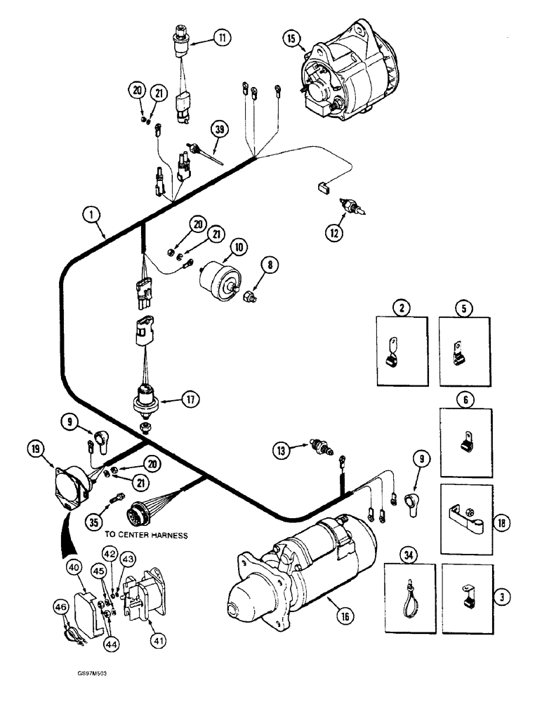 Схема запчастей Case IH 1660 - (4-04) - ENGINE HARNESS, P.I.N. JJC0103800 AND AFTER (06) - ELECTRICAL