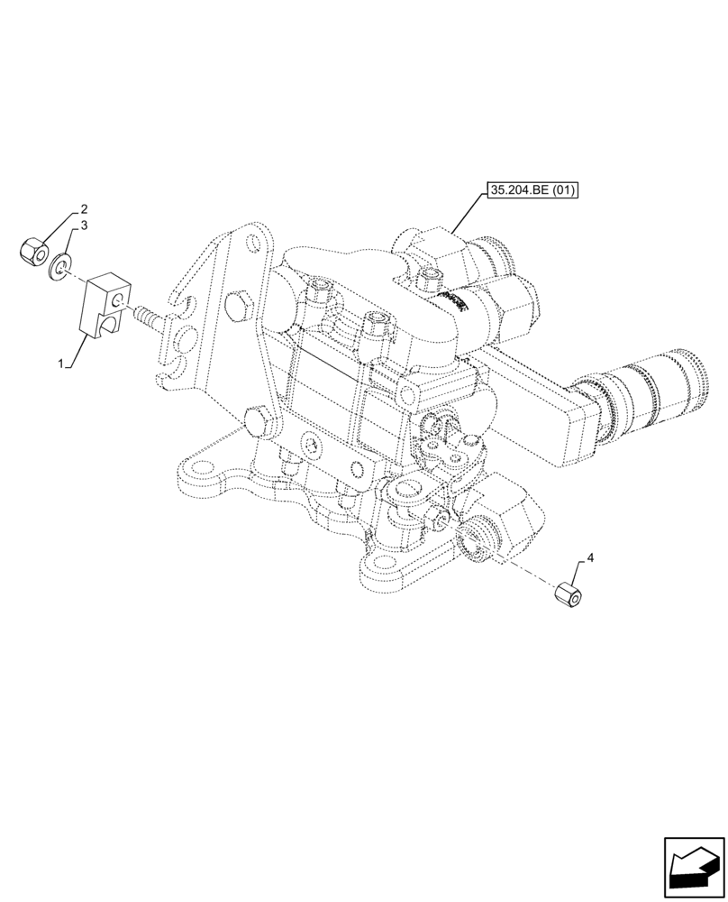 Схема запчастей Case IH FARMALL 75C - (35.204.BE[03]) - VAR - 334107, 743569 - REMOTE CONTROL VALVE, ATTACHMENT (35) - HYDRAULIC SYSTEMS